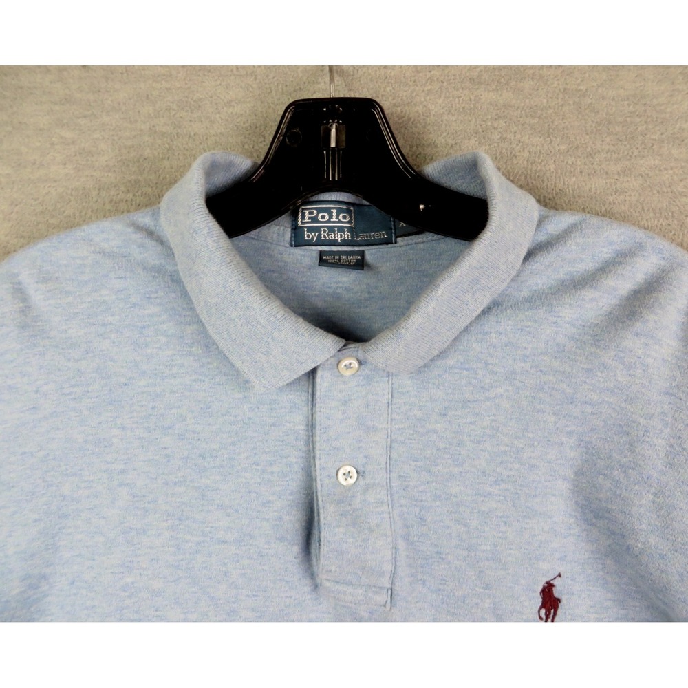 Polo Ralph Lauren Mens Shirt XL Blue Short Sleeve Preppy Small Pony Golf 90s VTG